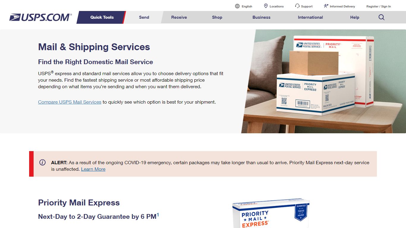 Mail & Shipping Services | USPS